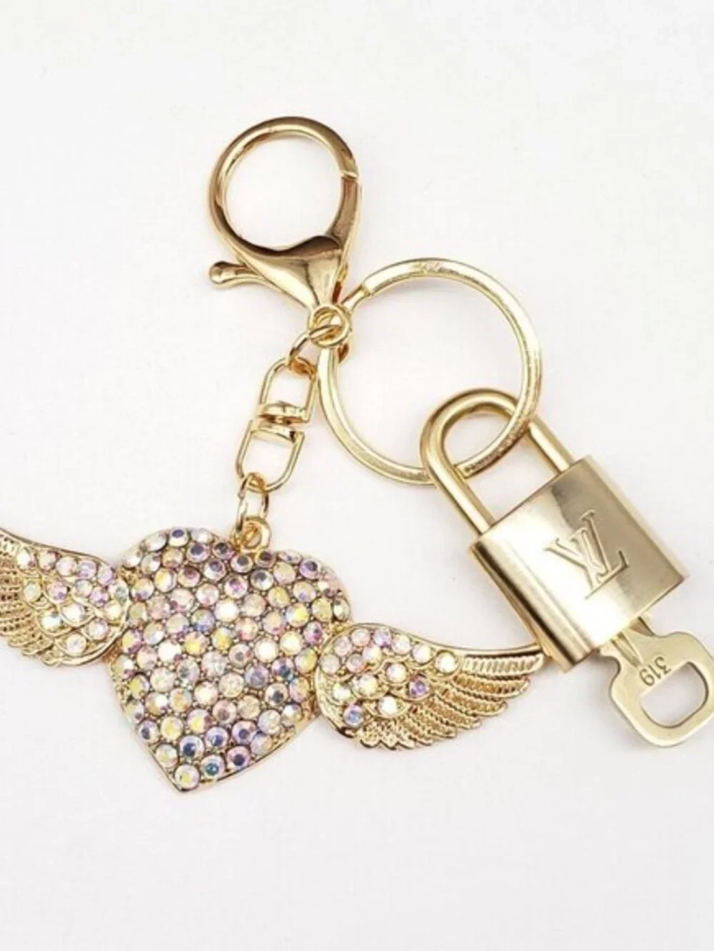 Authentic Louis Vuitton Lock & Key Gold ✨ Unbranded Keychain Bag Charm LV